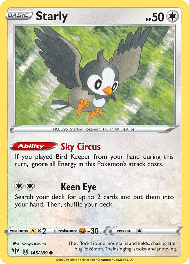 Carta Starly 145/189 do set Darkness Ablaze — Pokémon TCG | Bynx