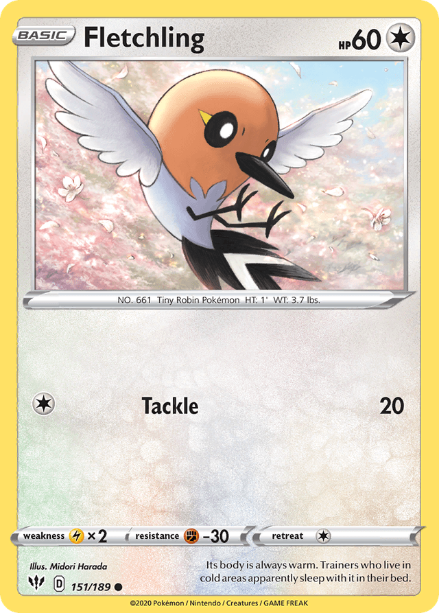 Carta Fletchling 151/189 do set Darkness Ablaze — Pokémon TCG | Bynx