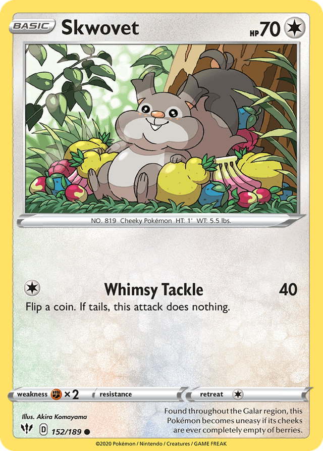 Carta Skwovet 152/189 do set Darkness Ablaze — Pokémon TCG | Bynx
