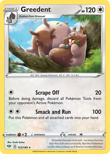Carta Greedent 153/189 do set Darkness Ablaze — Pokémon TCG | Bynx