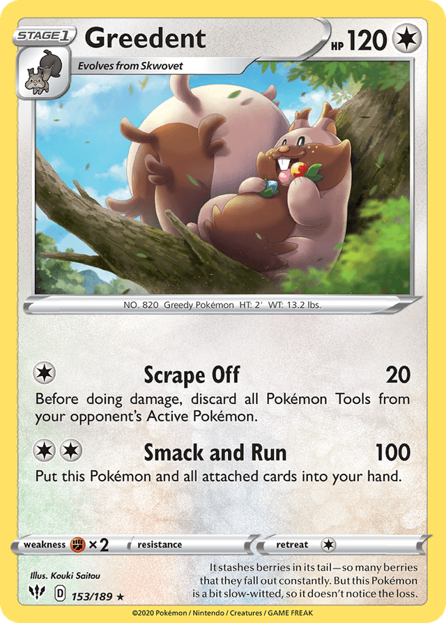 Carta Greedent 153/189 do set Darkness Ablaze — Pokémon TCG | Bynx