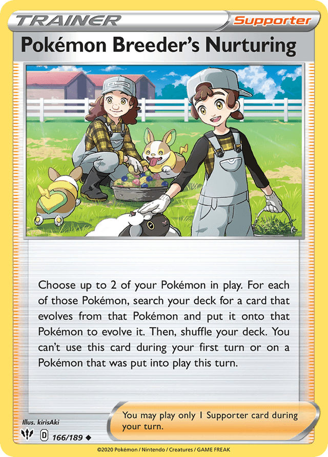 Carta Pokémon Breeder's Nurturing 166/189 do set Darkness Ablaze — Pokémon TCG | Bynx