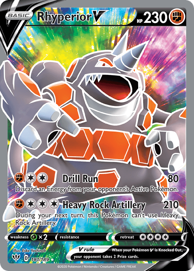 Carta Rhyperior V 181/189 do set Darkness Ablaze — Pokémon TCG | Bynx