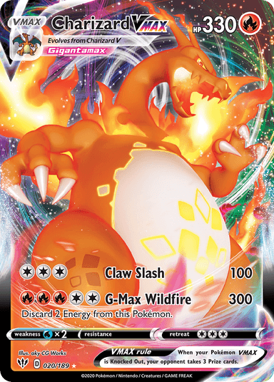 Carta Charizard VMAX 20/189 do set Darkness Ablaze — Pokémon TCG | Bynx