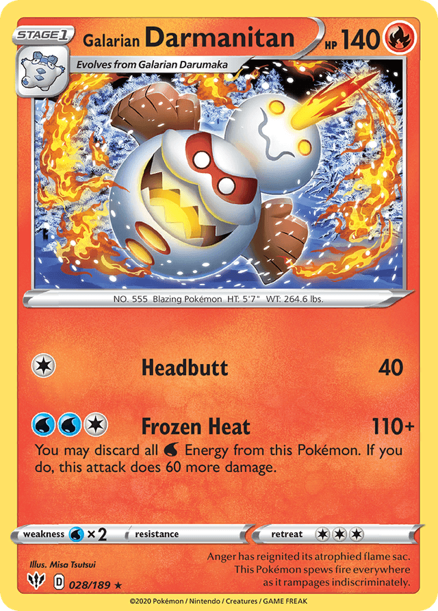 Carta Galarian Darmanitan 28/189 do set Darkness Ablaze — Pokémon TCG | Bynx