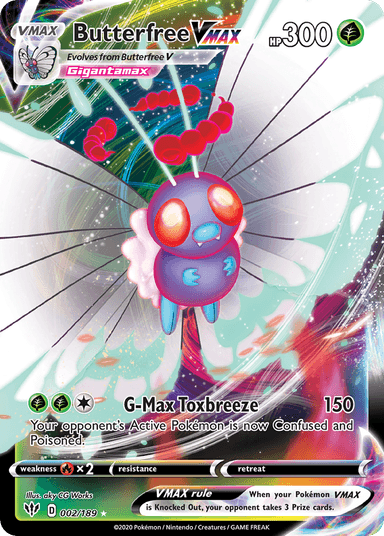 Carta Butterfree VMAX 2/189 do set Darkness Ablaze — Pokémon TCG | Bynx