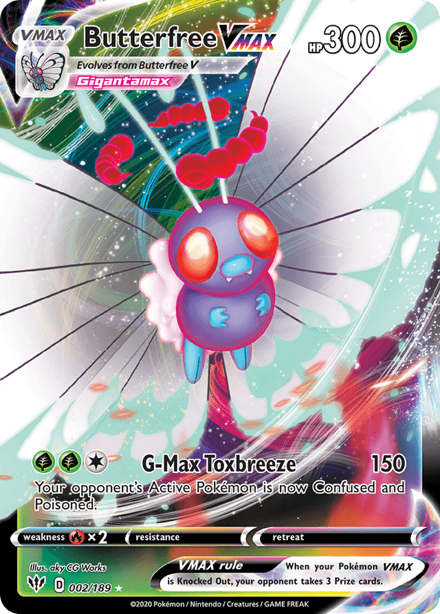 Carta Butterfree VMAX 2/189 do set Darkness Ablaze — Pokémon TCG | Bynx