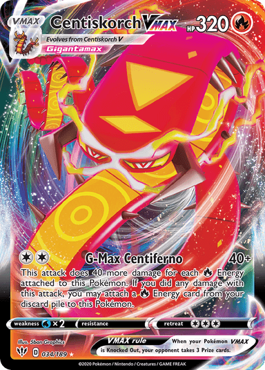 Carta Centiskorch VMAX 34/189 do set Darkness Ablaze — Pokémon TCG | Bynx