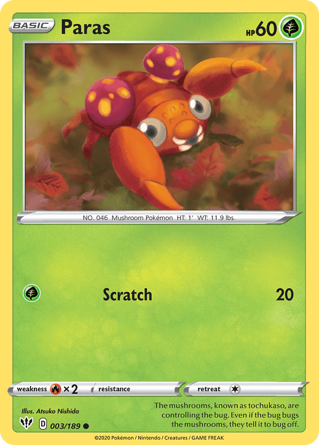 Carta Paras 3/189 do set Darkness Ablaze — Pokémon TCG | Bynx