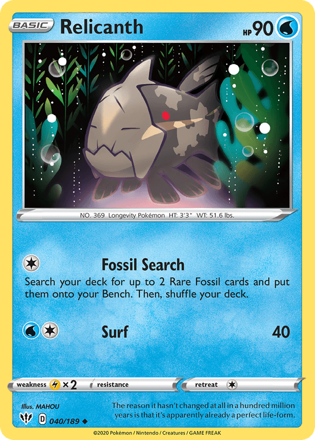 Carta Relicanth 40/189 do set Darkness Ablaze — Pokémon TCG | Bynx