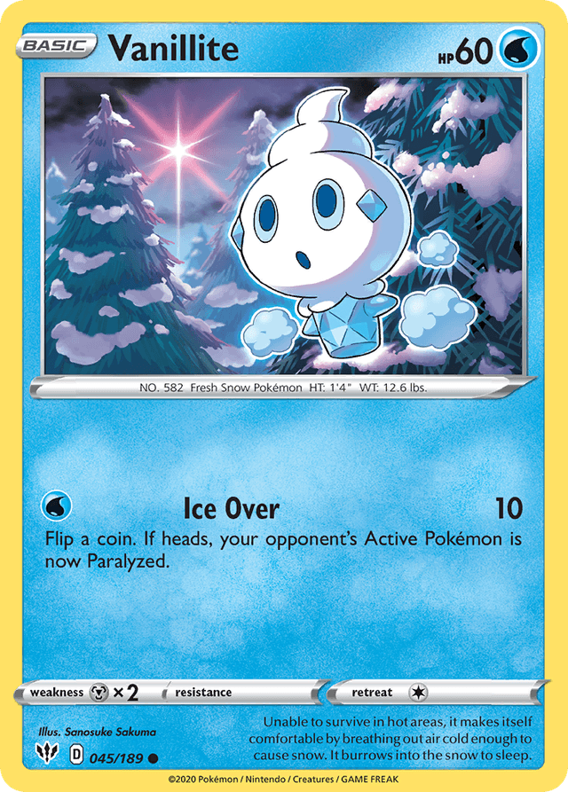 Carta Vanillite 45/189 do set Darkness Ablaze — Pokémon TCG | Bynx