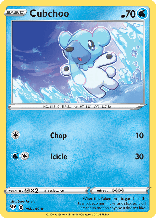 Carta Cubchoo 48/189 do set Darkness Ablaze — Pokémon TCG | Bynx