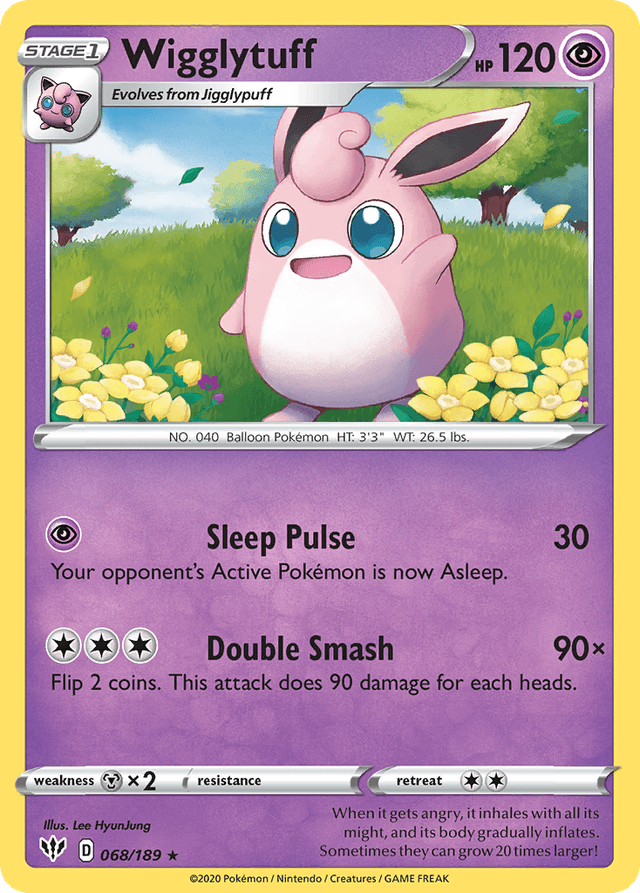 Carta Wigglytuff 68/189 do set Darkness Ablaze — Pokémon TCG | Bynx
