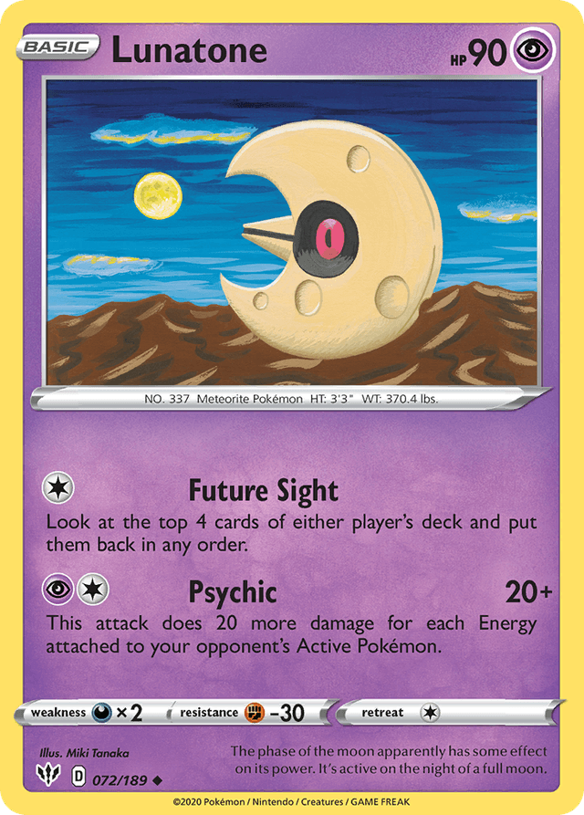 Carta Lunatone 72/189 do set Darkness Ablaze — Pokémon TCG | Bynx