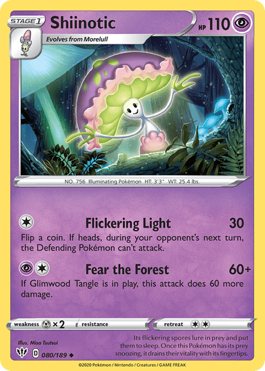 Carta Shiinotic 80/189 do set Darkness Ablaze — Pokémon TCG | Bynx