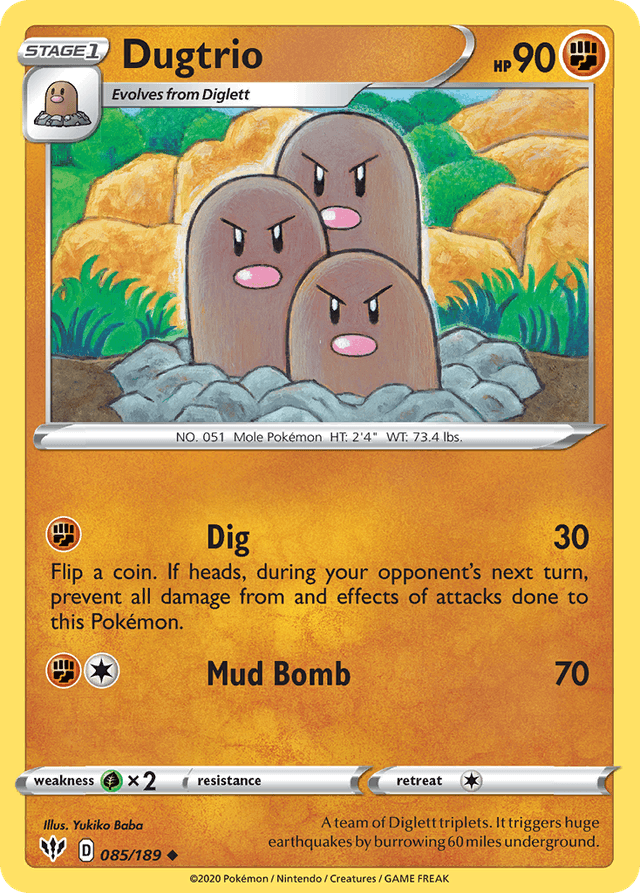 Carta Dugtrio 85/189 do set Darkness Ablaze — Pokémon TCG | Bynx