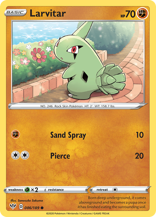 Carta Larvitar 86/189 do set Darkness Ablaze — Pokémon TCG | Bynx