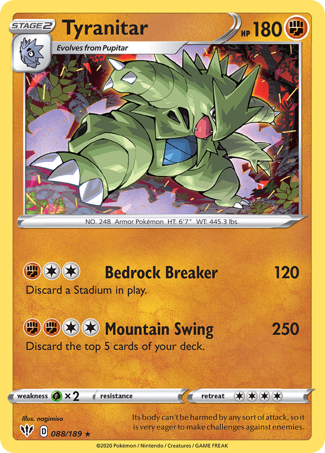 Carta Tyranitar 88/189 do set Darkness Ablaze — Pokémon TCG | Bynx