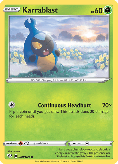 Carta Karrablast 8/189 do set Darkness Ablaze — Pokémon TCG | Bynx
