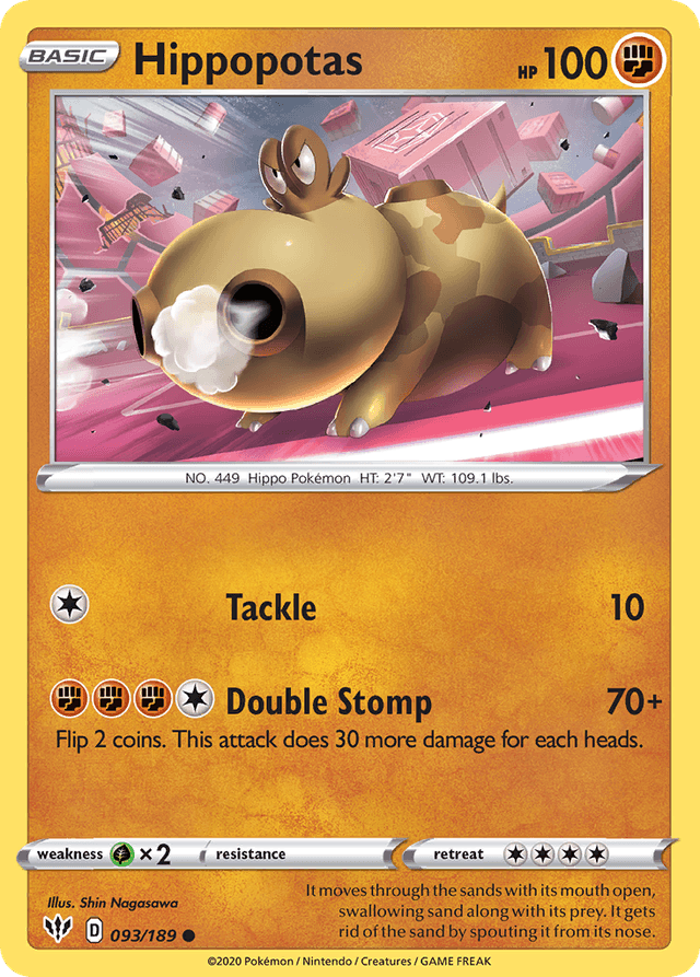 Carta Hippopotas 93/189 do set Darkness Ablaze — Pokémon TCG | Bynx