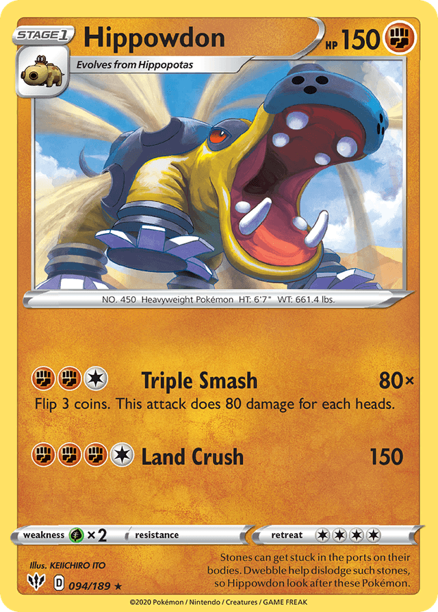 Carta Hippowdon 94/189 do set Darkness Ablaze — Pokémon TCG | Bynx