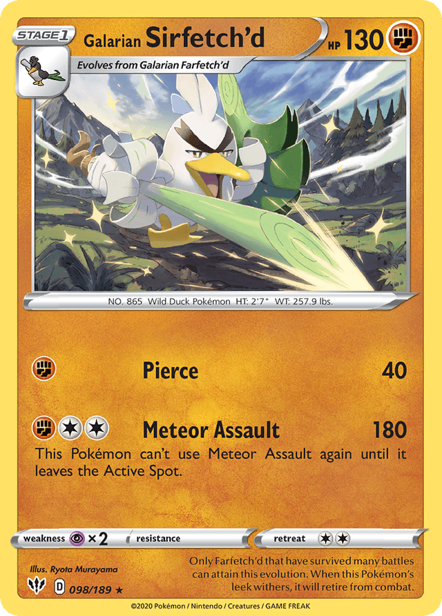 Carta Galarian Sirfetch'd 98/189 do set Darkness Ablaze — Pokémon TCG | Bynx