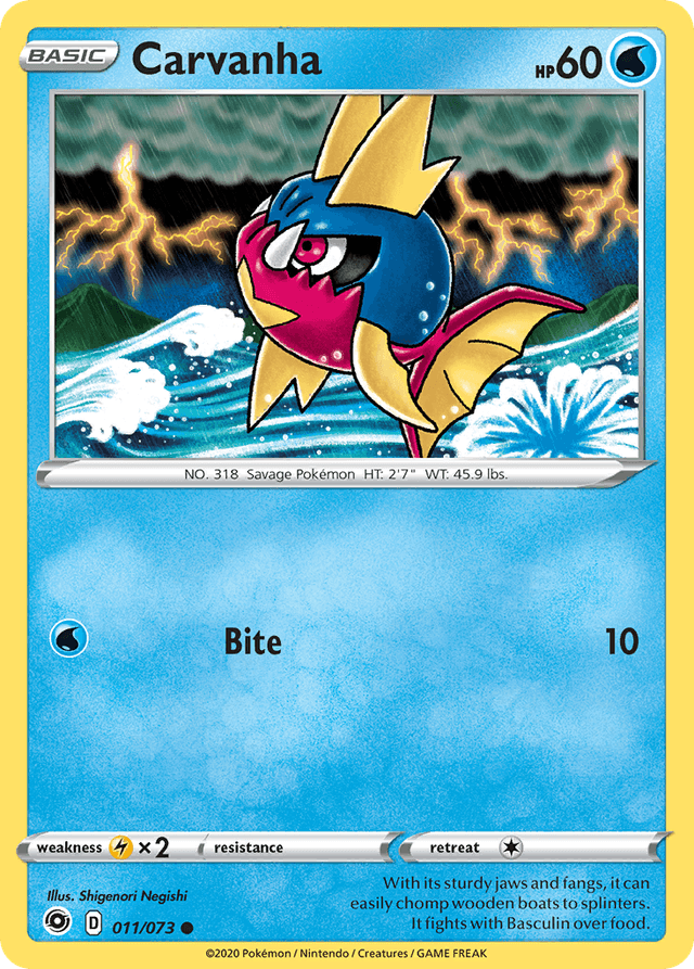 Carta Carvanha 11/73 do set Champion's Path — Pokémon TCG | Bynx
