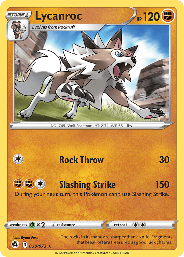 Carta Lycanroc 30/73 do set Champion's Path — Pokémon TCG | Bynx