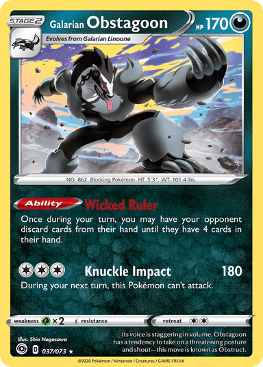 Carta Galarian Obstagoon 37/73 do set Champion's Path — Pokémon TCG | Bynx