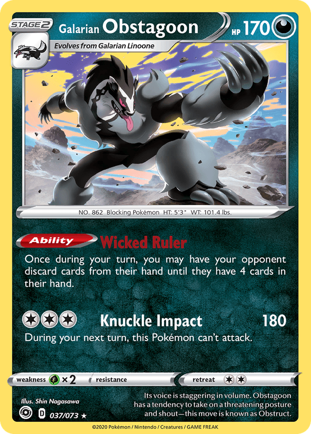 Carta Galarian Obstagoon 37/73 do set Champion's Path — Pokémon TCG | Bynx