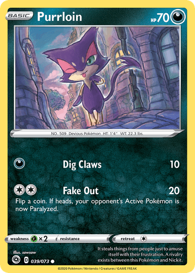 Carta Purrloin 39/73 do set Champion's Path — Pokémon TCG | Bynx