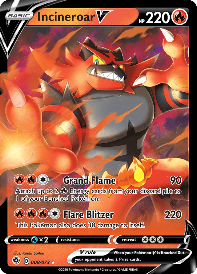 Carta Incineroar V 8/73 do set Champion's Path — Pokémon TCG | Bynx