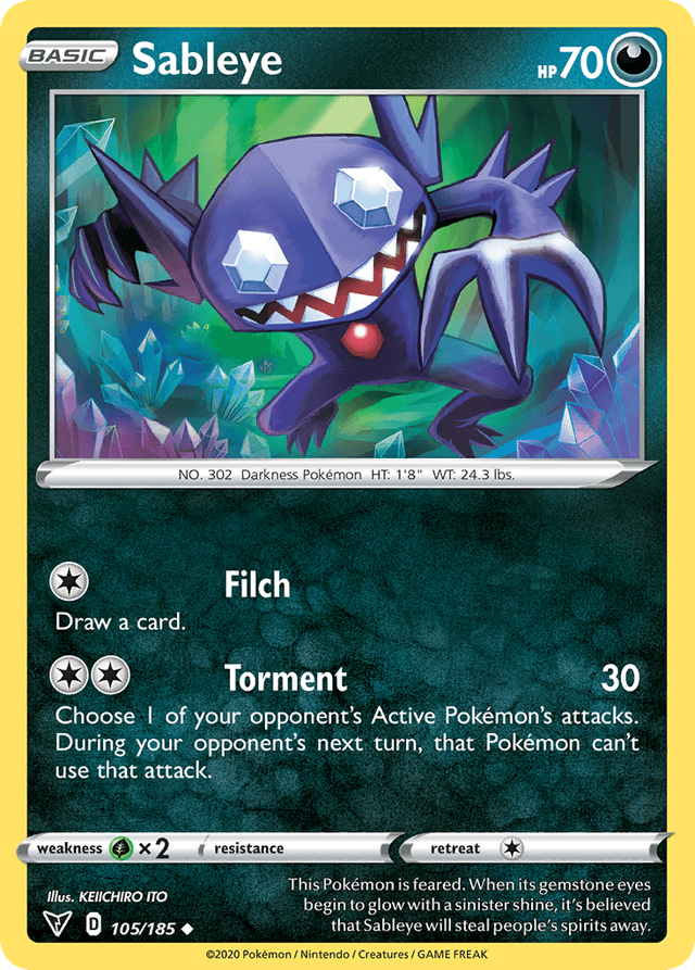 Carta Sableye 105/185 do set Vivid Voltage — Pokémon TCG | Bynx