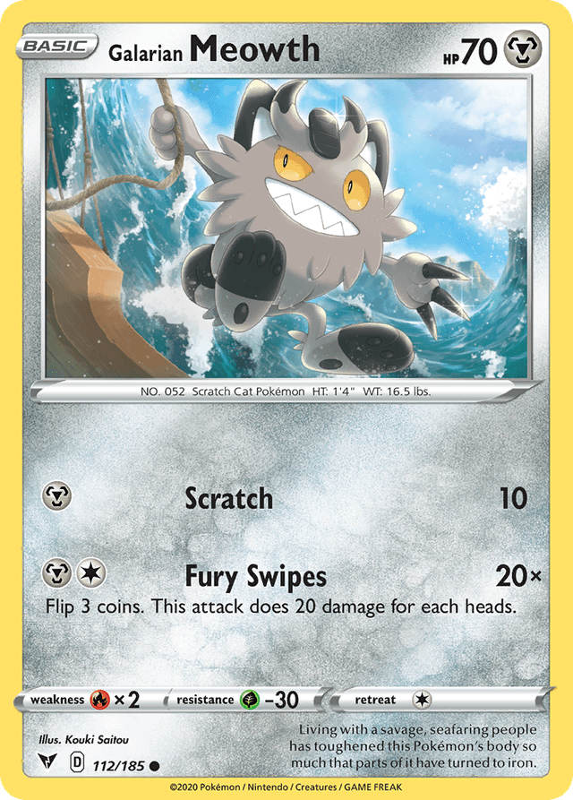Carta Galarian Meowth 112/185 do set Vivid Voltage — Pokémon TCG | Bynx