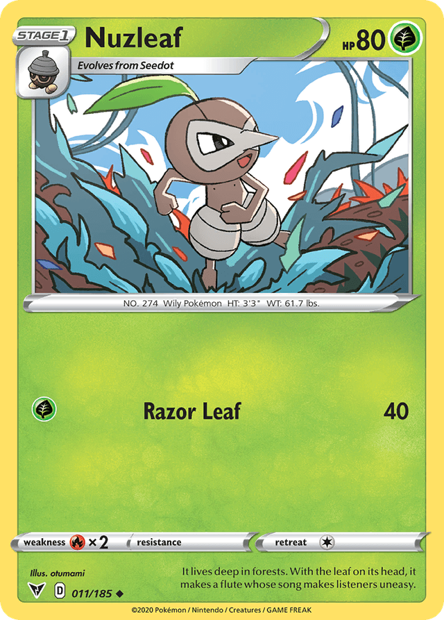 Carta Nuzleaf 11/185 do set Vivid Voltage — Pokémon TCG | Bynx