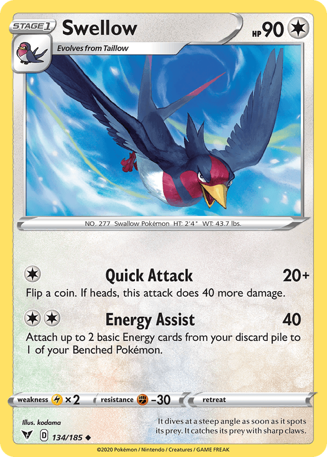Carta Swellow 134/185 do set Vivid Voltage — Pokémon TCG | Bynx