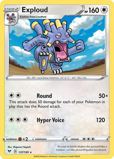 Carta Exploud 137/185 do set Vivid Voltage — Pokémon TCG | Bynx