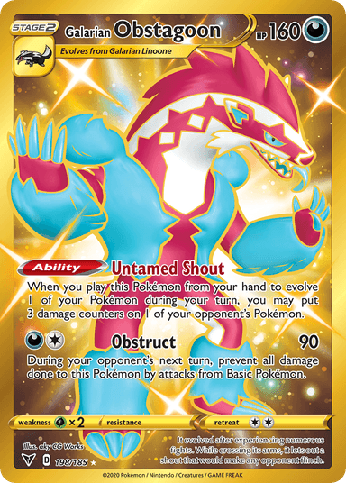 Carta Galarian Obstagoon 198/185 do set Vivid Voltage — Pokémon TCG | Bynx