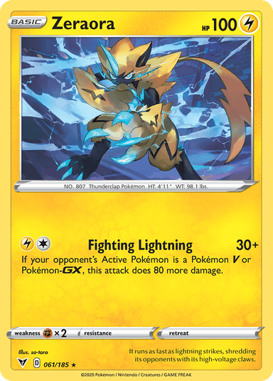 Carta Zeraora 61/185 do set Vivid Voltage — Pokémon TCG | Bynx