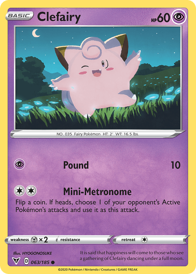 Carta Clefairy 63/185 do set Vivid Voltage — Pokémon TCG | Bynx
