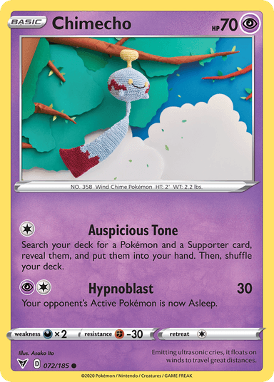 Carta Chimecho 72/185 do set Vivid Voltage — Pokémon TCG | Bynx