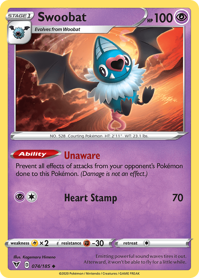 Carta Swoobat 74/185 do set Vivid Voltage — Pokémon TCG | Bynx