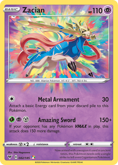 Carta Zacian 82/185 do set Vivid Voltage — Pokémon TCG | Bynx
