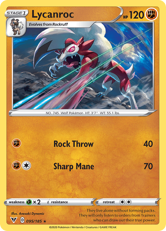 Carta Lycanroc 95/185 do set Vivid Voltage — Pokémon TCG | Bynx