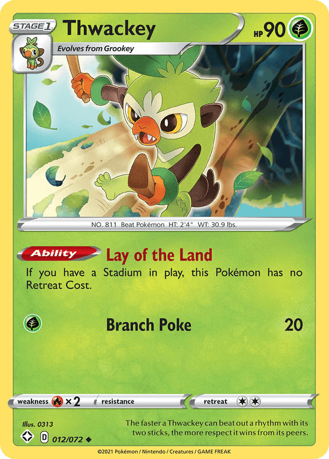 Carta Thwackey 12/72 do set Shining Fates — Pokémon TCG | Bynx