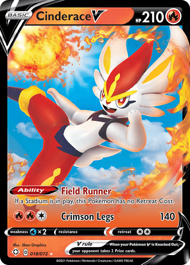 Carta Cinderace V 18/72 do set Shining Fates — Pokémon TCG | Bynx