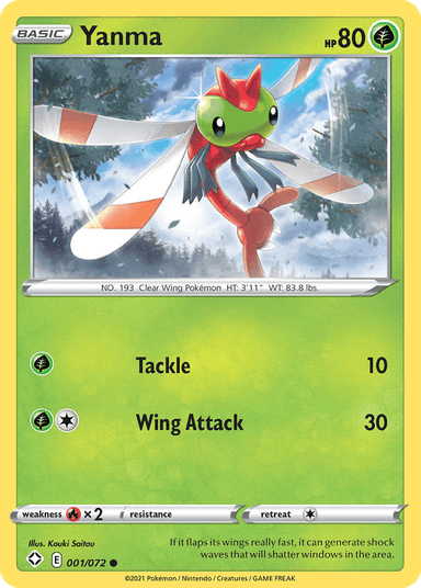 Carta Yanma 1/72 do set Shining Fates — Pokémon TCG | Bynx