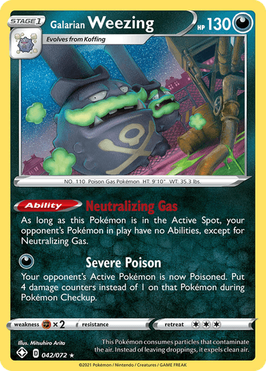 Carta Galarian Weezing 42/72 do set Shining Fates — Pokémon TCG | Bynx