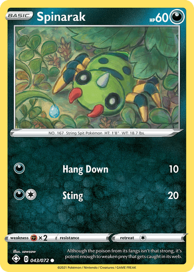 Carta Spinarak 43/72 do set Shining Fates — Pokémon TCG | Bynx