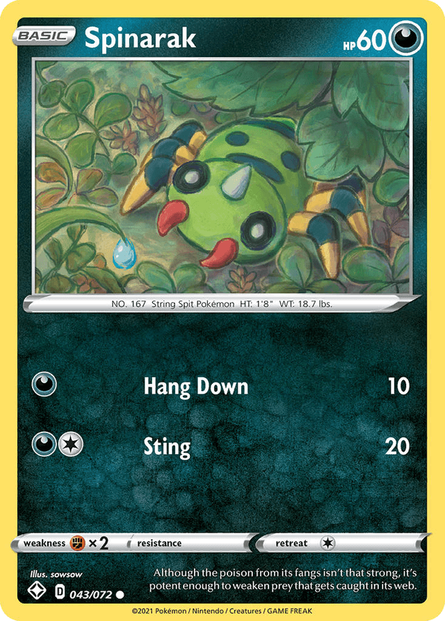 Carta Spinarak 43/72 do set Shining Fates — Pokémon TCG | Bynx